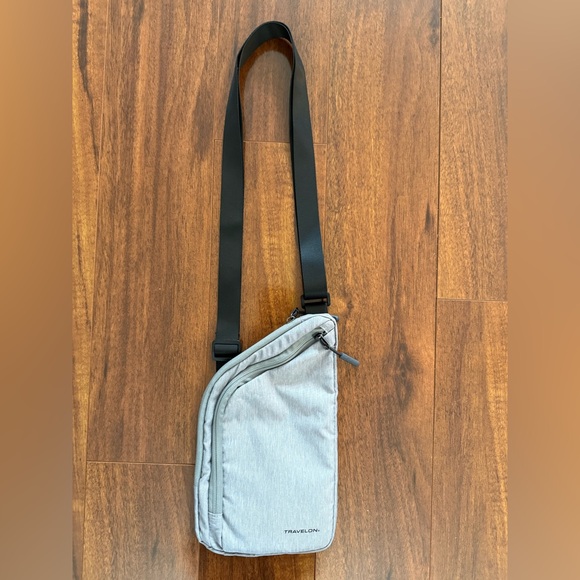 Travelon Handbags - Travelon World Travel Essentials Slim Crossbody Bag Gray Lightweight Anti-Theft